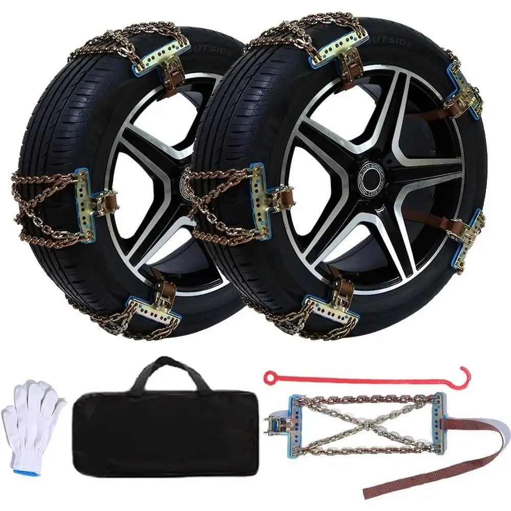 Snow Chains, Snow Tire Chains for Car SUV Pickup Trucks, Adjustable Universal Emergency Thickening Anti-skid Traction Chains,Tir