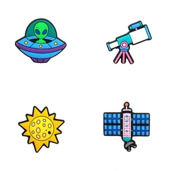 Space-Themed Shoe Charms for Crocs and Accessories (Chocolate Color)