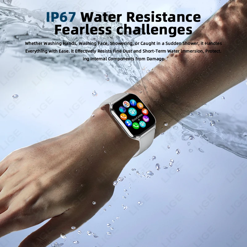 LIGE New Ultra Thin Smart Watch 1.96" AMOLED Always Show Time Men Make Answer Call Sports Fitness Smartwatch Ladies For Huawei