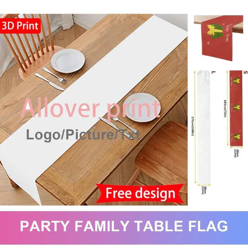 

Custom Christmas Tablecloth Party Atmosphere Venue Decoration Halloween Party Table Flag Family Restaurant Flag 183x30cm
