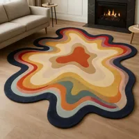 VIKAMA Dopamine Abstract Textured Plush Rug Soft Irregular Shape Living Room Bedroom Rug Home Decoration 3