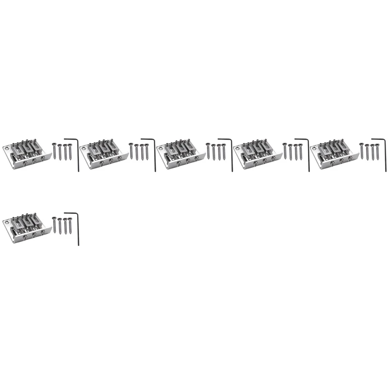 

6X Cigar Box Guitar Parts: 3-String Chrome Hard-Tail Adjustable Bridge Silver Color