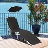 Foldable Sun Shading Lounge Chair Adjustable Beach Sunbathing Recliner W/Pocket 1