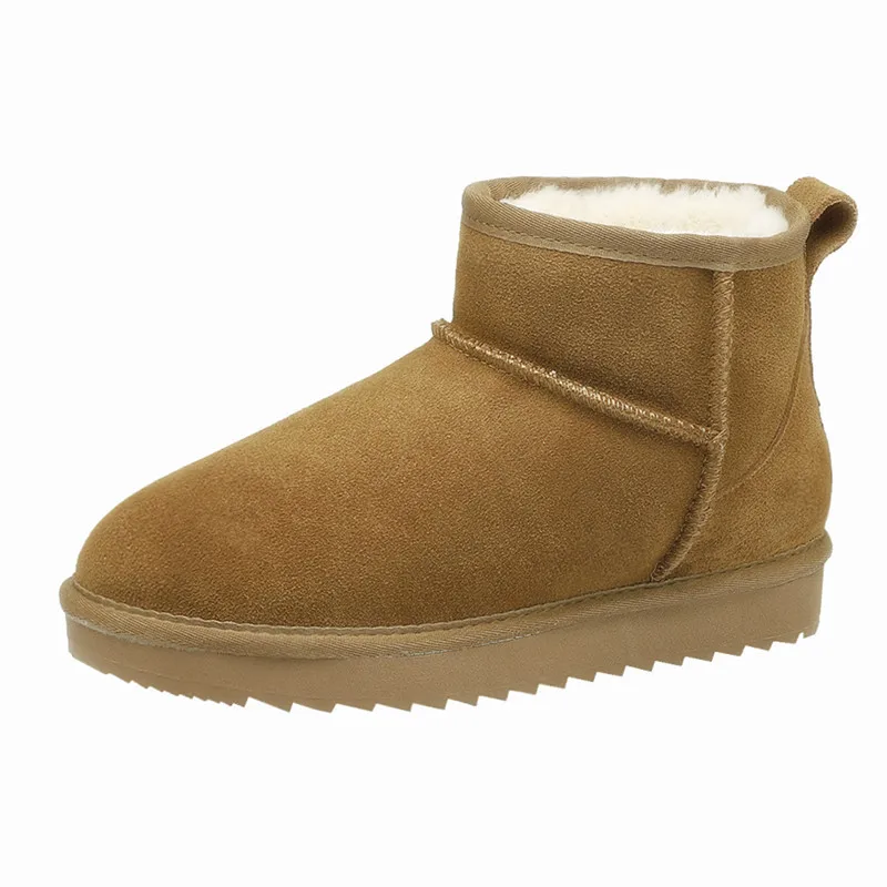 

Women's Classic Mid Calf Leather Snow Boots Warm Winter Boots