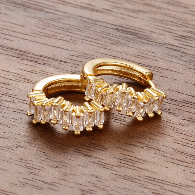 86378-4815a4.jpg Boucles d'oreilles créoles en acier inoxydable pour femmes, 2 pièces, Zircon irrégulier, cercle rond de 9mm, petit Huggie, Piercing du Cartilage, bijoux