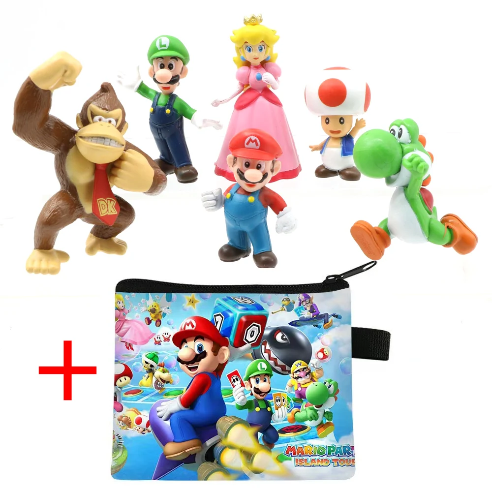 6 Pz/Set Super Mario Bros Pvc Action Figure Giocattoli Bambole Modello Set Luigi Yoshi Donkey Kong Fungo Per Bambini Regali Di Compleanno # Aaa