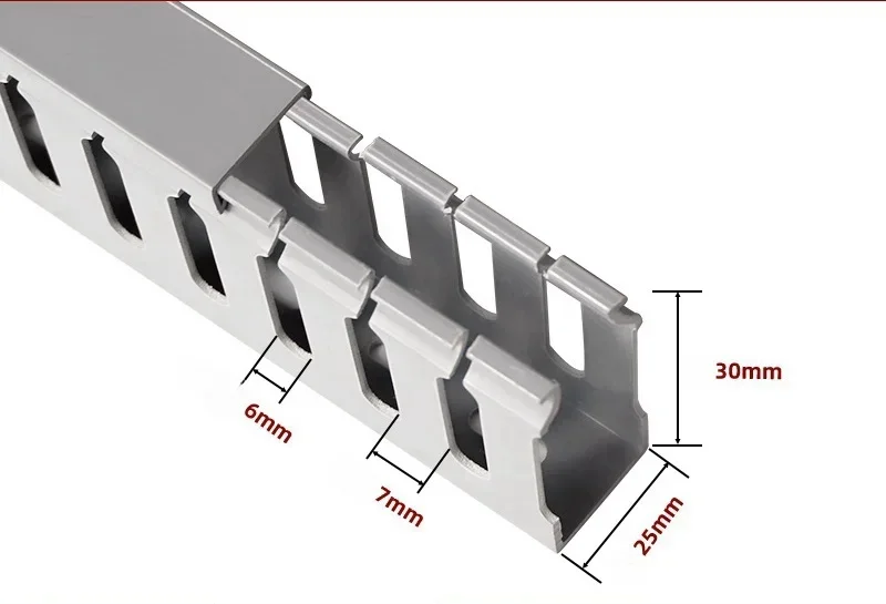 Flame Retardant PVC Cable Management Tray with Open Slot Channel - Desk Wire Organizer and Industrial Cabinet Box Raceway