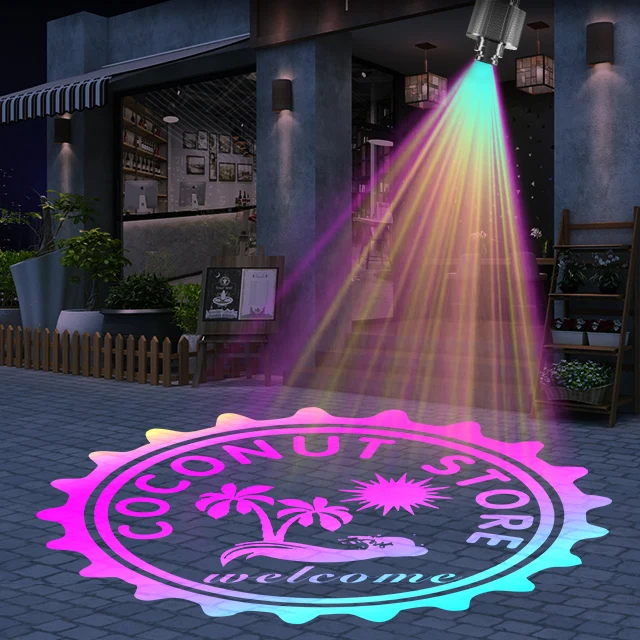 

60w led auto color changing projector outdoor projection lamp gobo custom logo welcome light led projector