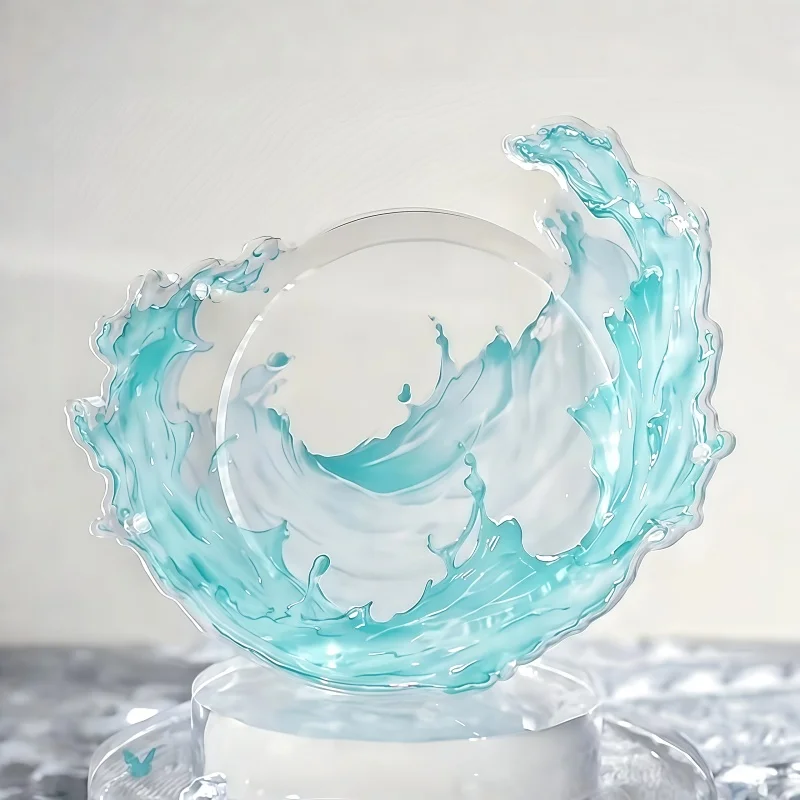 폴링 스타 리버 시리즈 디스플레이 브릭, 58/75mm 아크릴 배지 홀더, 오션 웨이브 패턴 수납 케이스 (애니메이션 굿즈, 데스크 장)