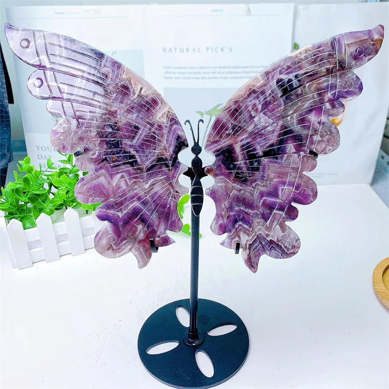 

Natural Dream Amethyst Butterfly Wings Crystal Carving Crafts Healing Energy Stone Fengshui Birthday Gift Home Decoration 1pair