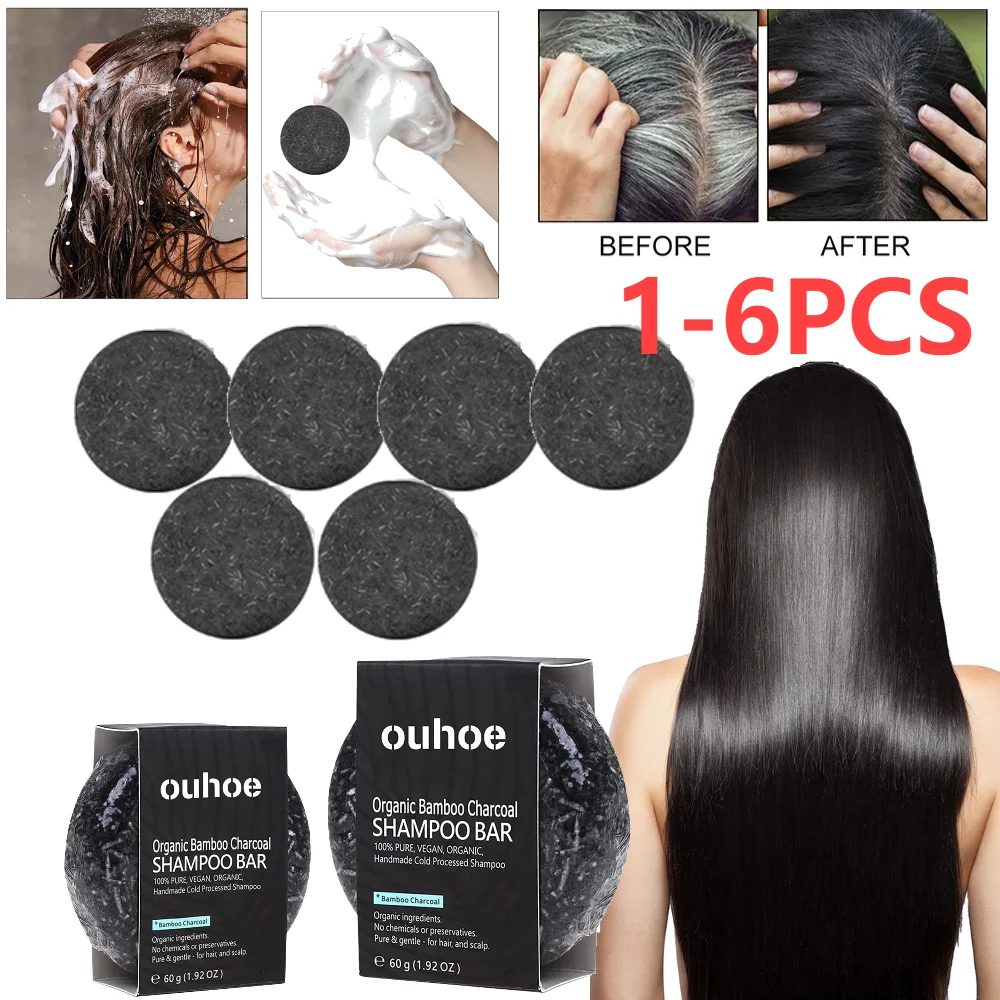 16PCSHairShampooSoapBambooCharcoalShampooSoapsCoverGrayHair