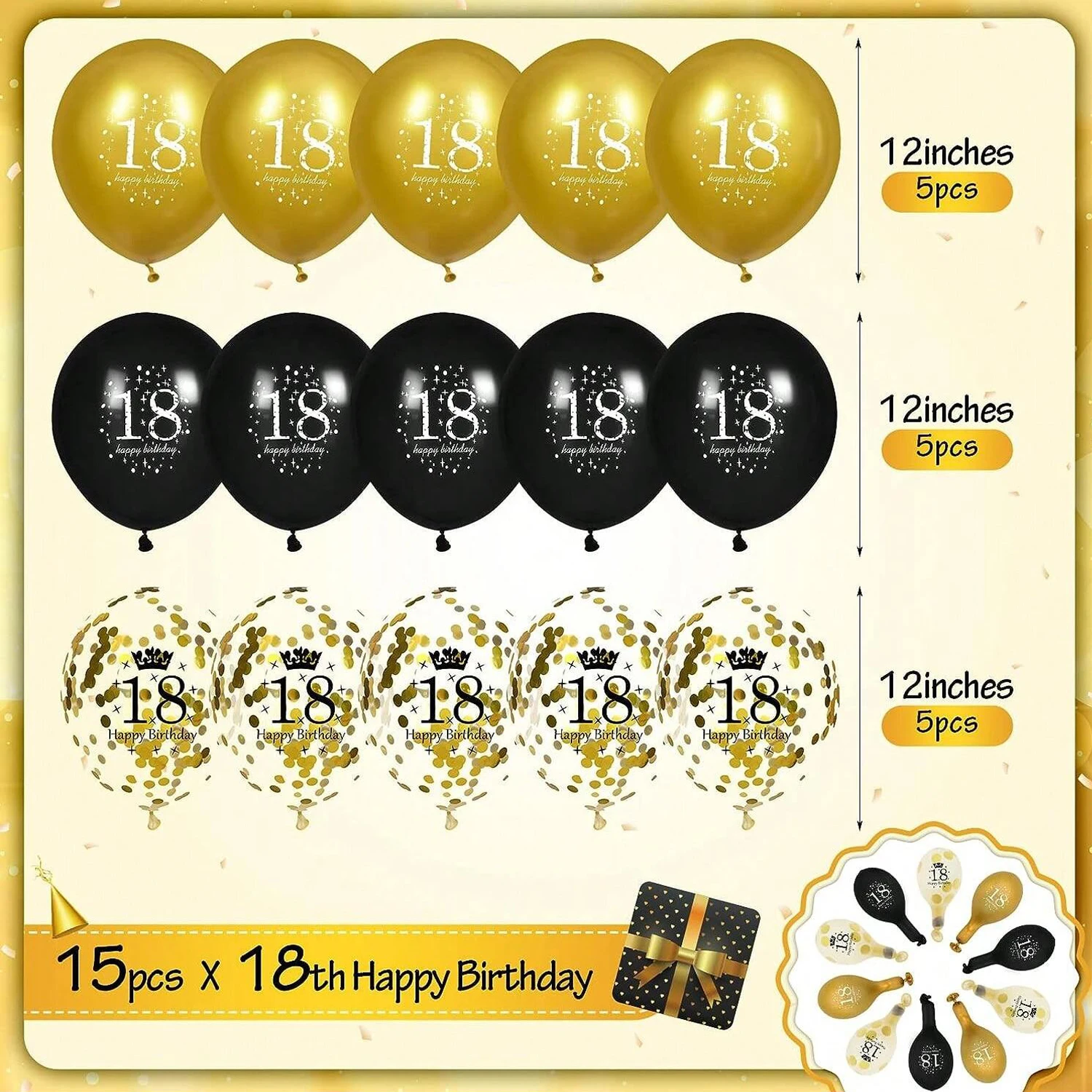 15 Stück 12 Zoll Latexballons für 18., 21., 30., 40., 50., 60., 70., 80. Geburtstag, Jubiläumsdekoration für Innen- und Außenbereich – Detail 5