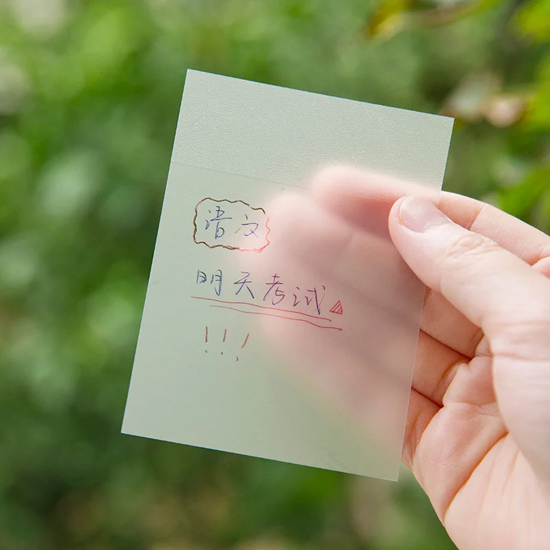 50 Sheets Transparent Sticky Notes Waterproof PET Memo Pad Stickers Daily To Do List Note Paper for Student Office Stationery