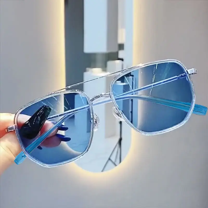 

2022 New Double Beam Men's Sunglasses Ocean Blue Woman Eyewear Driving Sun Shading Glasses Outdoor Fishing Gafas De Sol UV400
