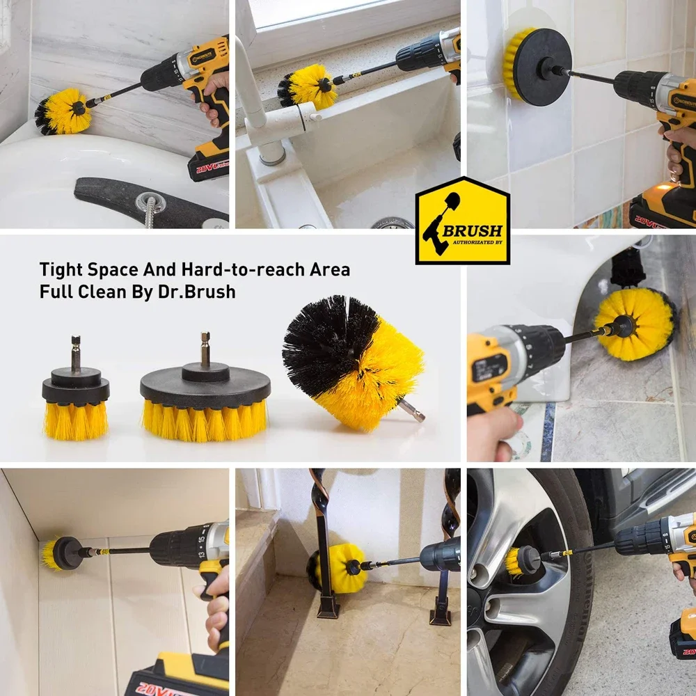 Electric Drill Scrubber 2/3.5/4/5'' Electric Drill Scrubber Brush Power Brush Set Kit Car Soft Drill Kit Bathroom Kitchen Auto Care Cleaning Tools