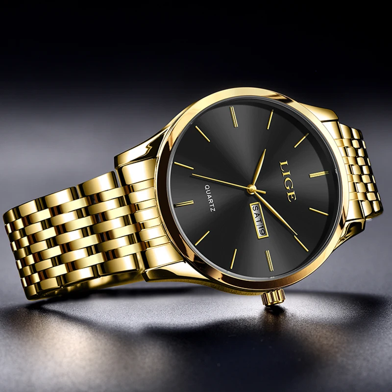 Top Brand  LIGE Men  Watches Luxury Men Wrist Watch Full Steel Quartz Watch Sports Waterproof Male Clock Big Relogio Masculino
