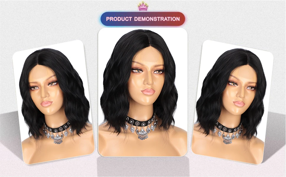 Stamped Glorious Synthetic Wig Short Black Wig For Women Middle Part Nature Wave Wig Heat Resistant Fiber Brown Blonde Red Hair 3 Stamped Glorious Synthetic Wig Short Black Wig For Women Middle Part Nature Wave Wig Heat Resistant Fiber Brown Blonde Red Hair