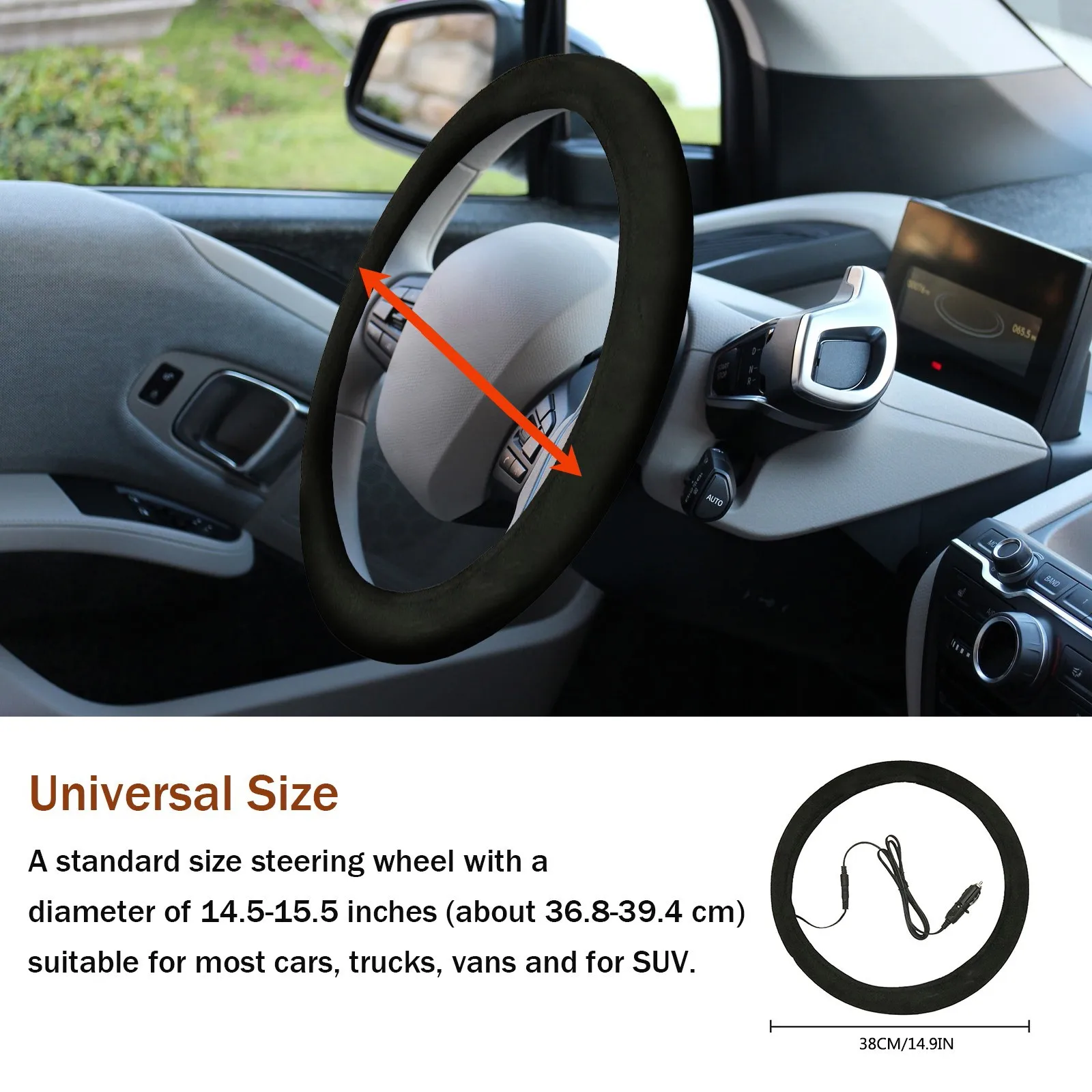 Universal Wheel Warmer Winter Cover Protective Steering Hand Automatic Heating Car Interior Accessories Wireless Interior Lights