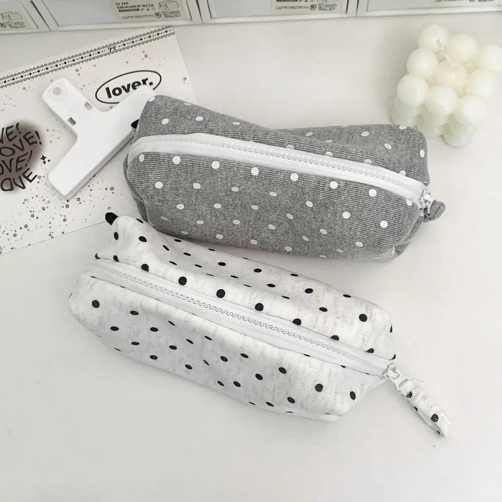 다기능 폴카 도트 연필 케이스 대용량 달콤한 메이크업 가방 귀여운 휴대용 펜 정리함 학생용