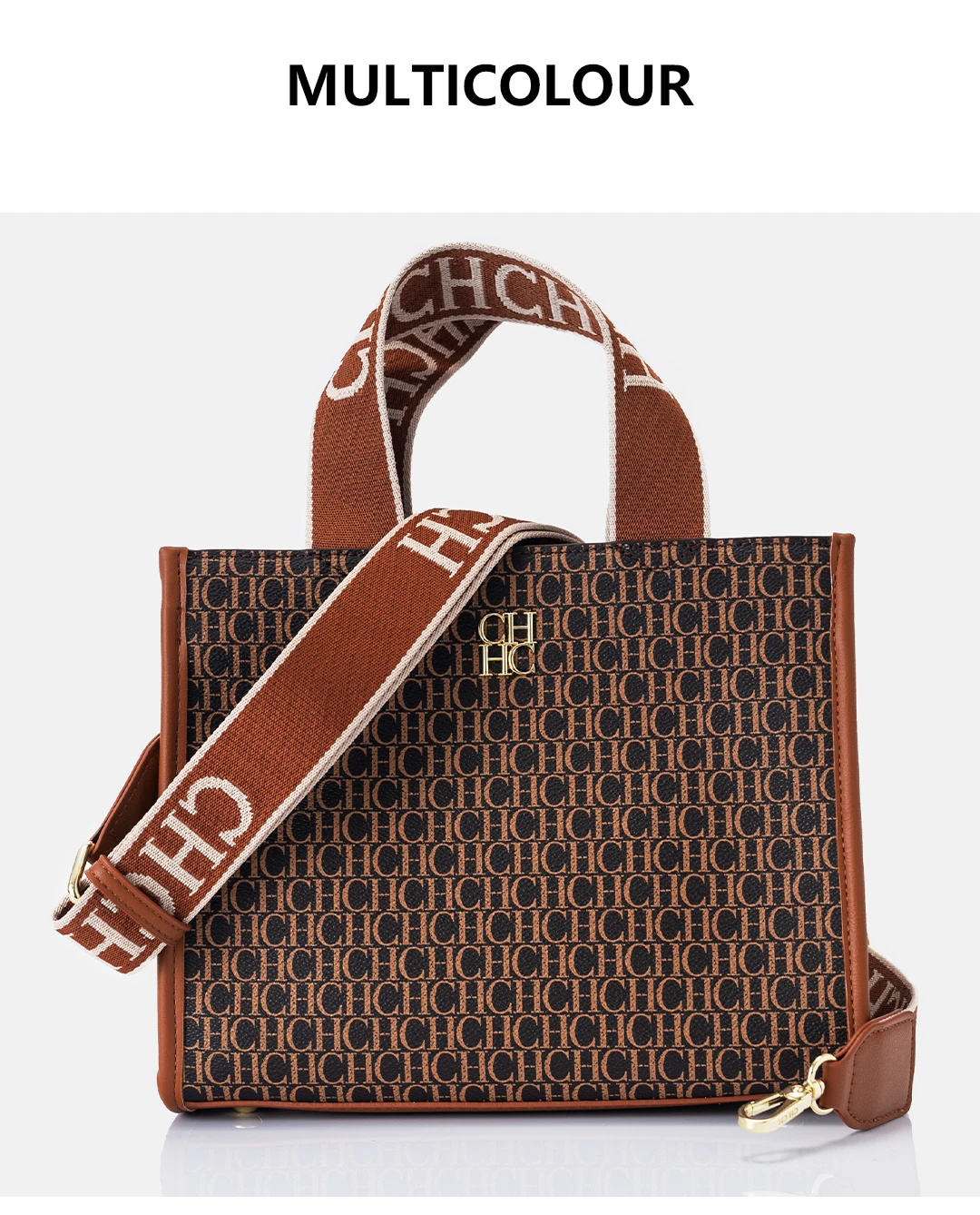 CH Monogramm Geprägte Tragetasche Damen Mode Lederhandtasche Große Umhängetasche für Arbeit & Reisen – Detail 3
