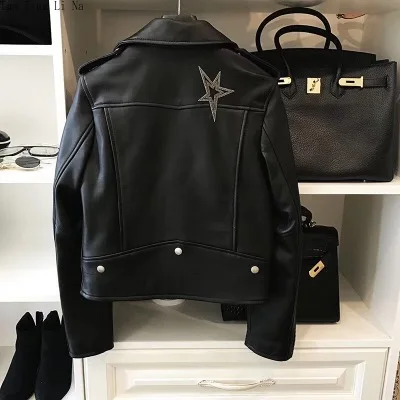 Tao Ting Li Na Genuine Sheep Leather Jacket Women New  Real Sheep Leather Motorcycle Jacket G43