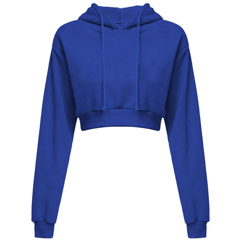 

2023 Solid Hoodies Sweatshirt for Women Fashion Casual Crop Top Spring Long Sleeve Short Sportswear New Female Pullovers Tops