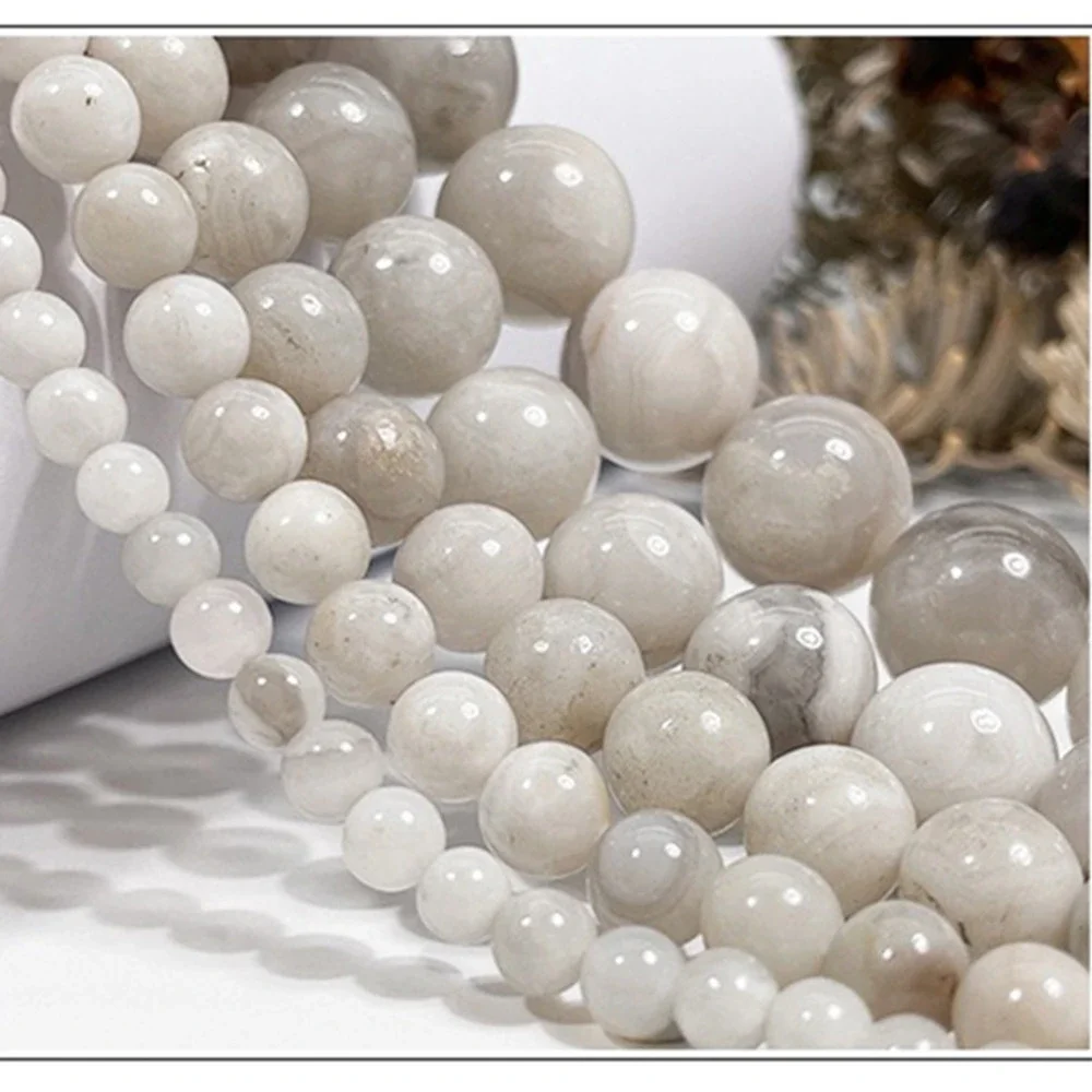 

Natural Stone White Crazy Agates Round Loose Beads 6 8 10 12MM Pick Size for Jewelry Making Bracelet Necklace Bead Matching