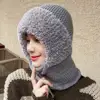 3 In 1 Winter Balaclava For Women Winter Fur Cap Mask Set Hooded For Women Outdoor Cycling Ski Windproof Hat Fluffy Beanies Hood 5
