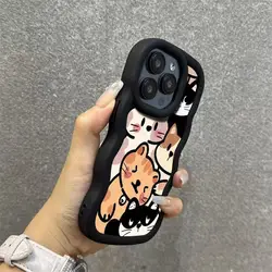 Colorful Cartoon Cat Wave TPU Phone Case Cover for Moto E40 (1)