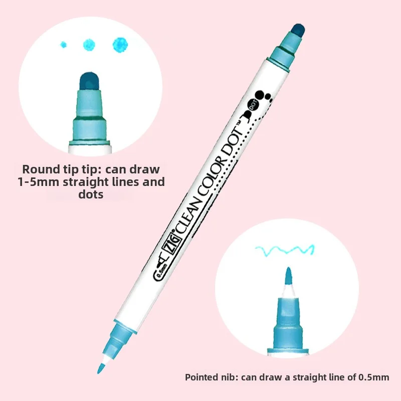 Japan Zig Kuretake Clean Color DOT TC-6100 Double-Tip Watercolor Marker Pen 1pc, watercolor pen