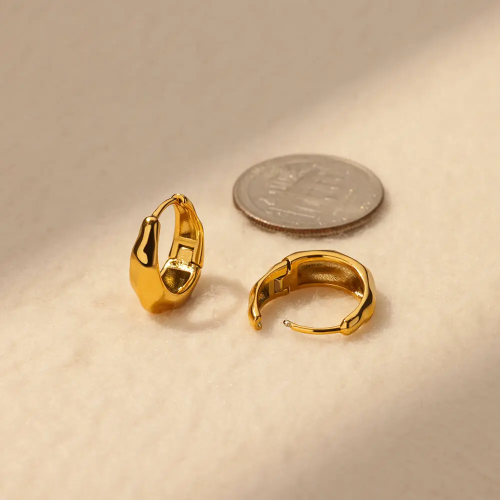 Steel Earrings Irregular Texture Gold for Women Jewelry Accessories Gift