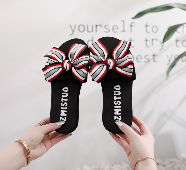 spot network red female summer a word is cool bowknot bigger sizes with beach sandals shoes for women's shoes