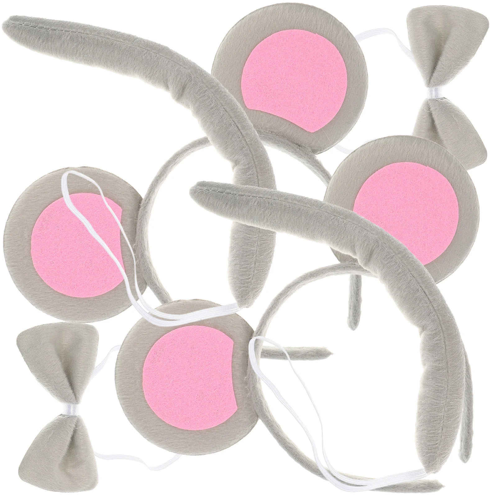 

2 Sets Animal Ears Headband Mouse Bow Tie Mouse Tail Kit Performance Dress Up Costume Accessories