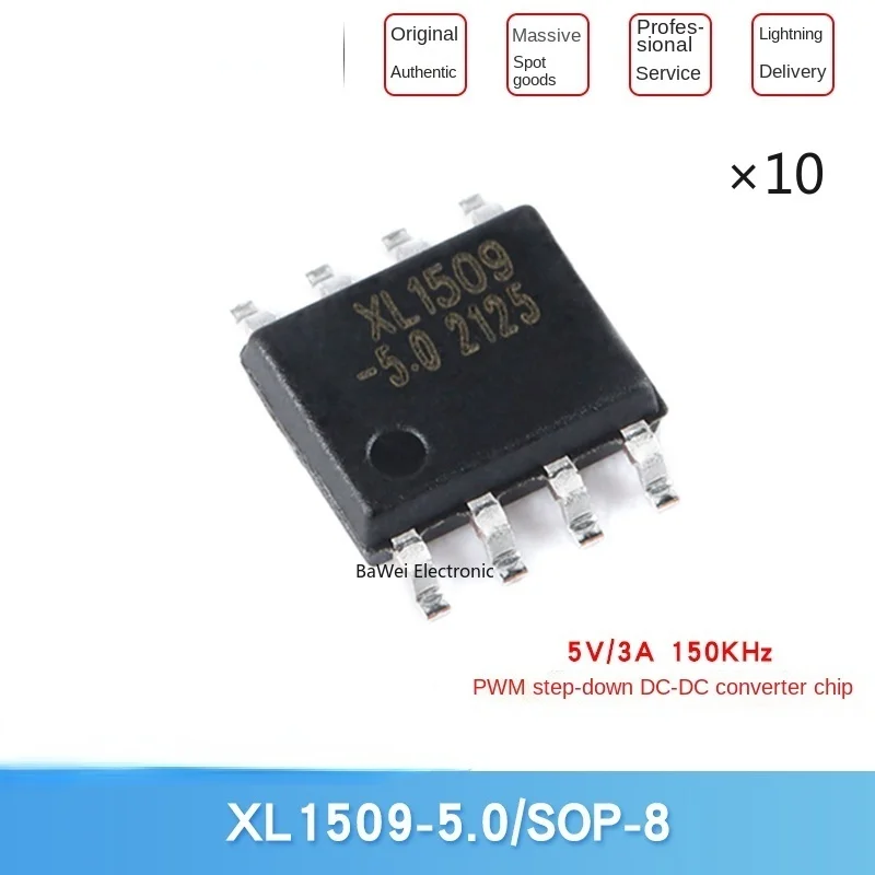 

Original XL1509-5.0 SOP-8 5V 3A 150KHz PWM step-down DC-DC converter chip 10PCS