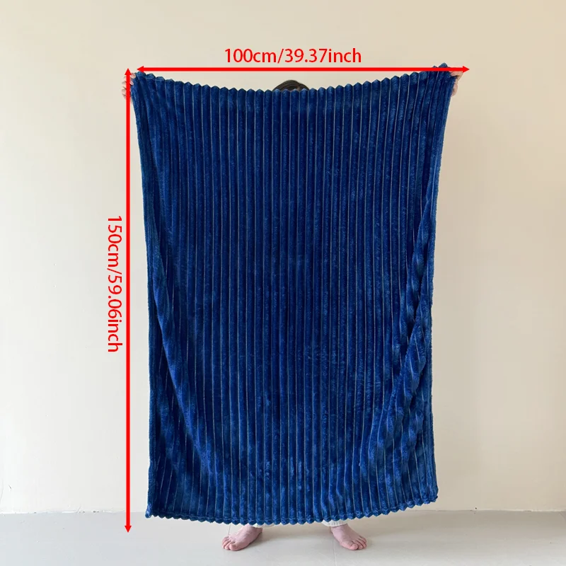 1 blue striped blanket - thickened blanket, modern and simple design, four seasons office nap blanket, suitable for bed or sofa. - 2