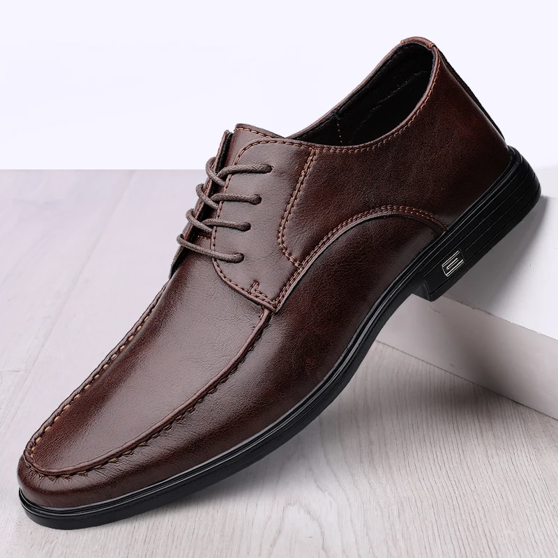 Casual Leather Shoes Men Breathable Male Dress Footwear Brogue Oxford Shoes for Men Soft Business Evening Dress
