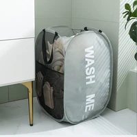 Folding Laundry Basket with Handle Clothes Toy Storage Basket Mesh Breathable Household Laundry Hamper Organizer 4