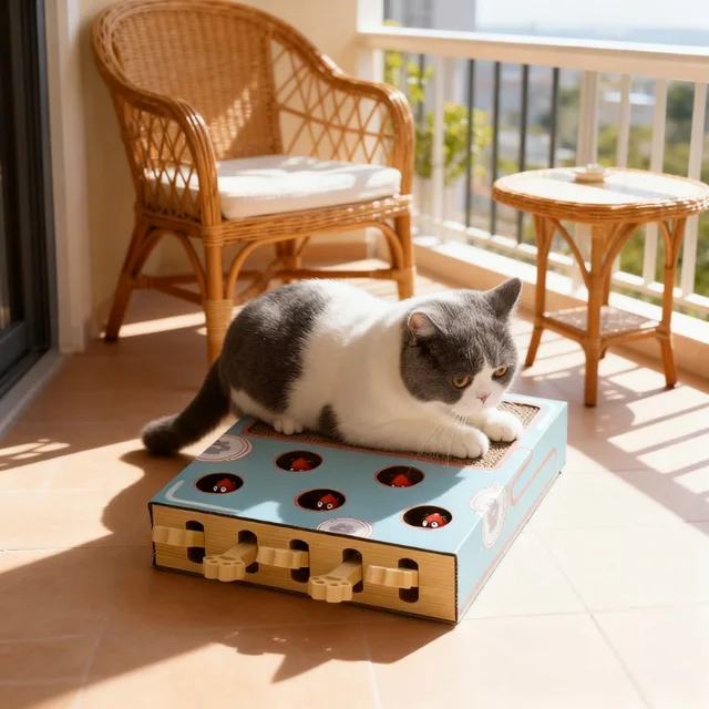Cat Toy Whack-a-Mole Cat Scratching Board Toy Grinding Claw Rest Play Funny CatInteractive Multifunctional Cat Supplies 5