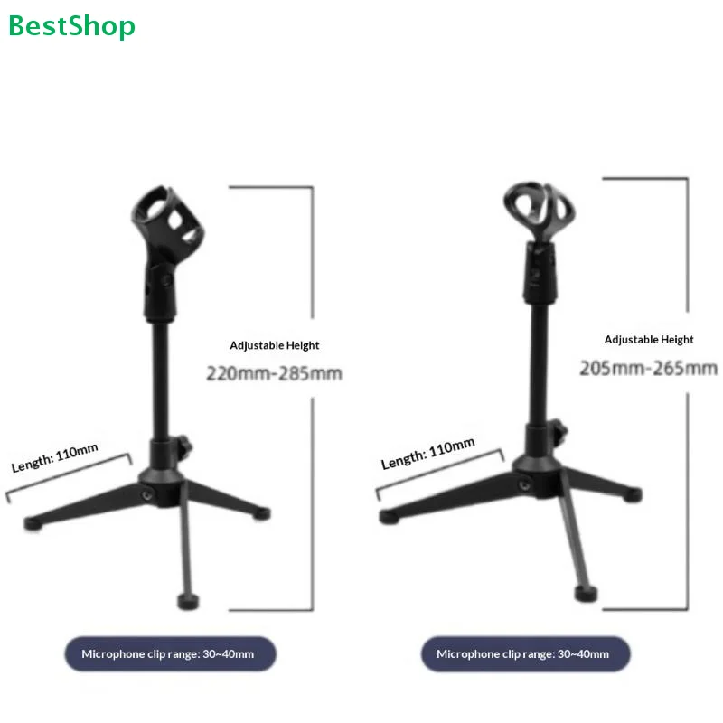 〔R〕데스크탑 마이크 삼각대 스탠드, 라이브 스트리밍, 녹음 및 노래방을 위한 미끄럼 방지 발이 있는 조절 가능한 미니 마이크 홀더