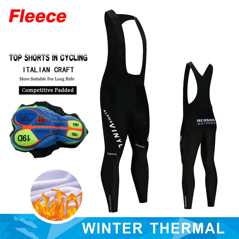 Cycling Bib Pants Winter Thermal Fleece 19D Gel Padded Pro Hot Warm Men's Bib Long Trousers