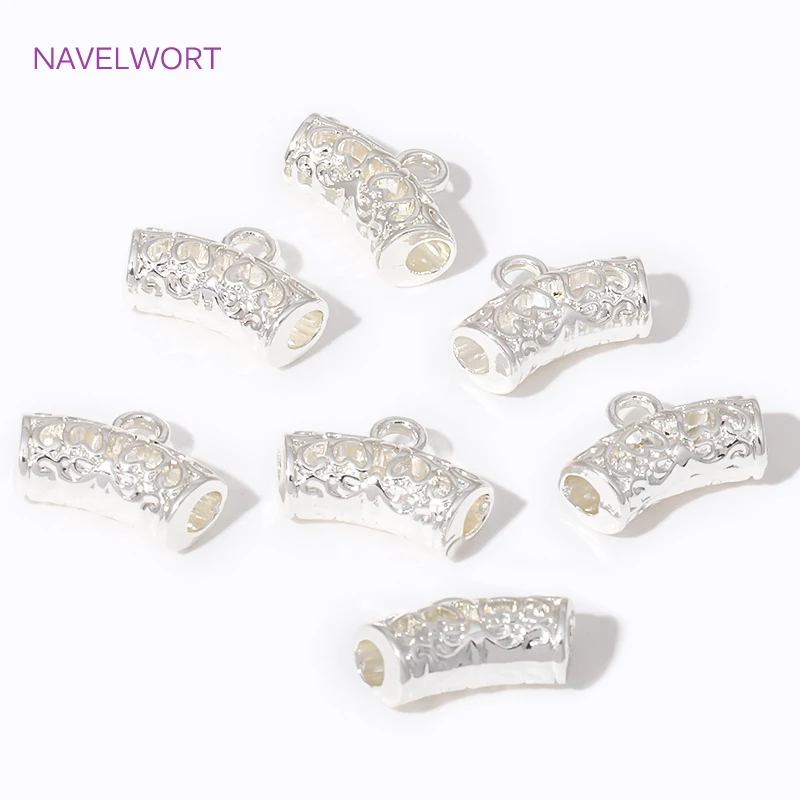 18K Gold Plated/Silver Curved Tube Spacer Beads Bails For Pendant,Brass Metal Bail Beads Connector DIY Jewelry Making Findings