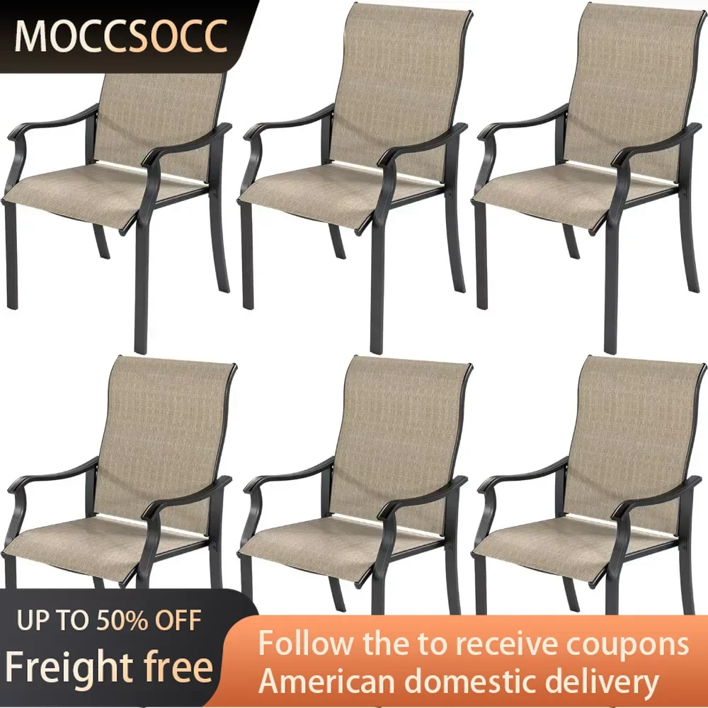 

Metal Frame for Lawn Garden Backyard Deck Portable Chair Patio Dining Chairs Set of 6 Patio Furniture Chairs With Armrest Picnic