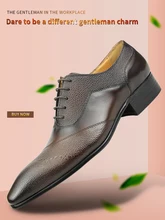  Luxury fashion mens leather oxford dress shoes pointed toe lace up style Cap Toe brown Workplace business zapato escolar hombre 