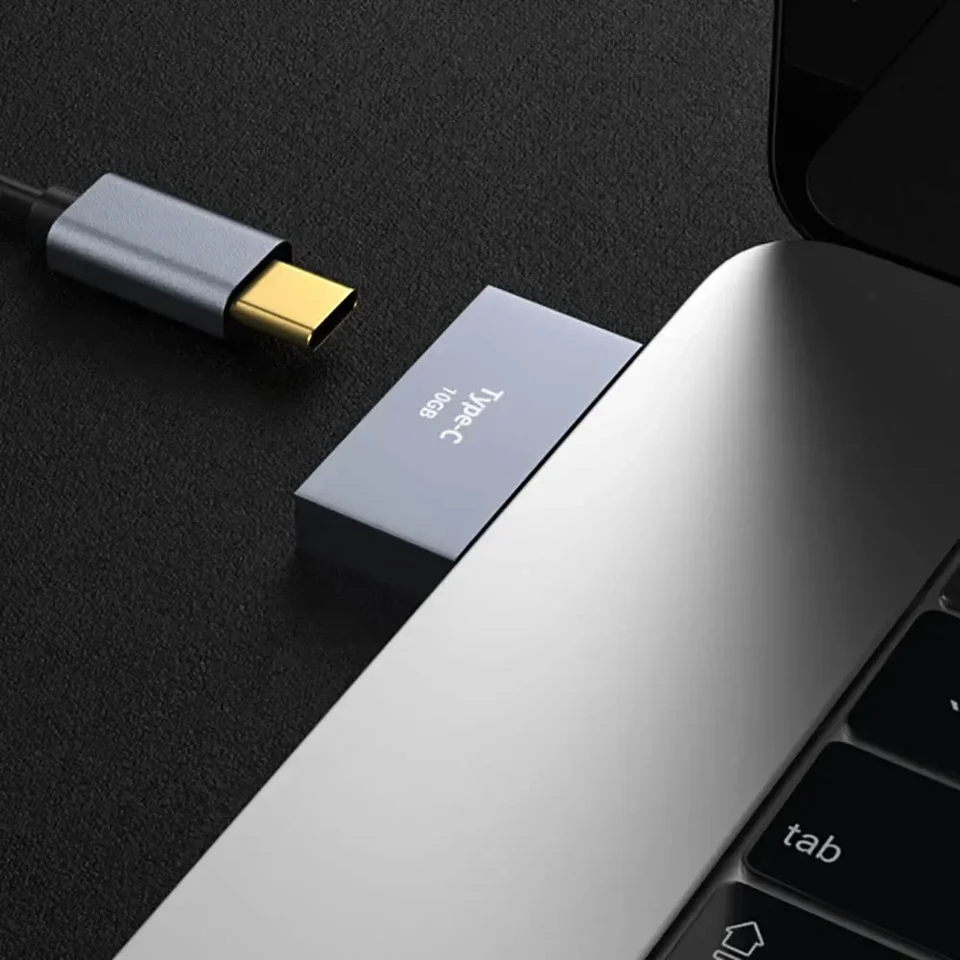 Adattatore Splitter USB-C Femmina/Femmina A 2 Porte, Hub Di Ricarica In Alluminio Grigio