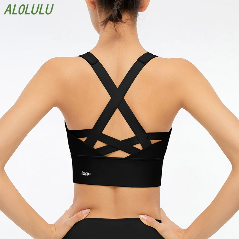 

AL0lulu Sports Underwear Gym Vest Women High Strength Shockproof With Logo Yoga Bra Double Shoulder Strap Outdoor Running Top