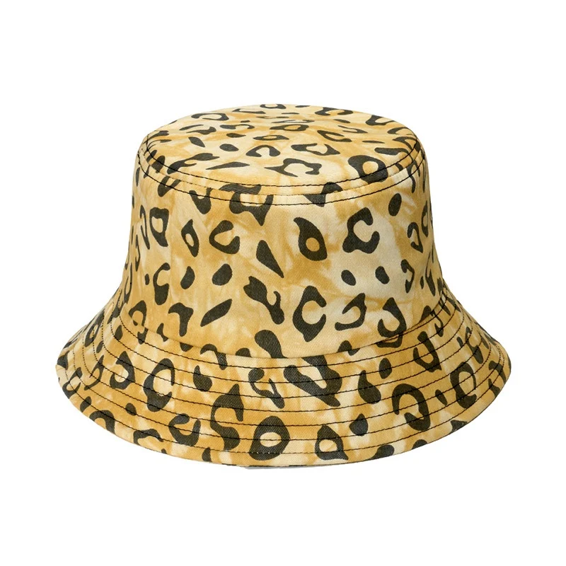 

Korean Version Flat Top Leopard Print Outdoor Shade Fisherman'S Hat Sun Protection Foldable Spring Autumn Women Hat Basin Cap