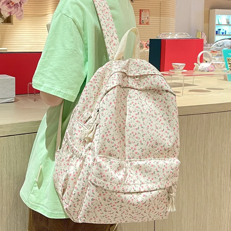 Trendy Girl Fashion Floral Travel School Bag Kawaii Waterproof - Main Image