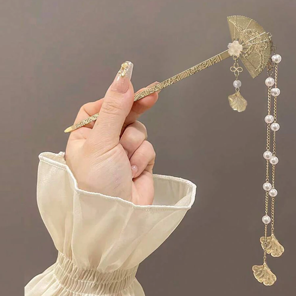 Chinese Style Pearl Tassel Hairpin Retro Hanfu Qipao Headwear High-end Feeling updo Hair 1pc woman Hair Accessory hair accessory pearl hairpins