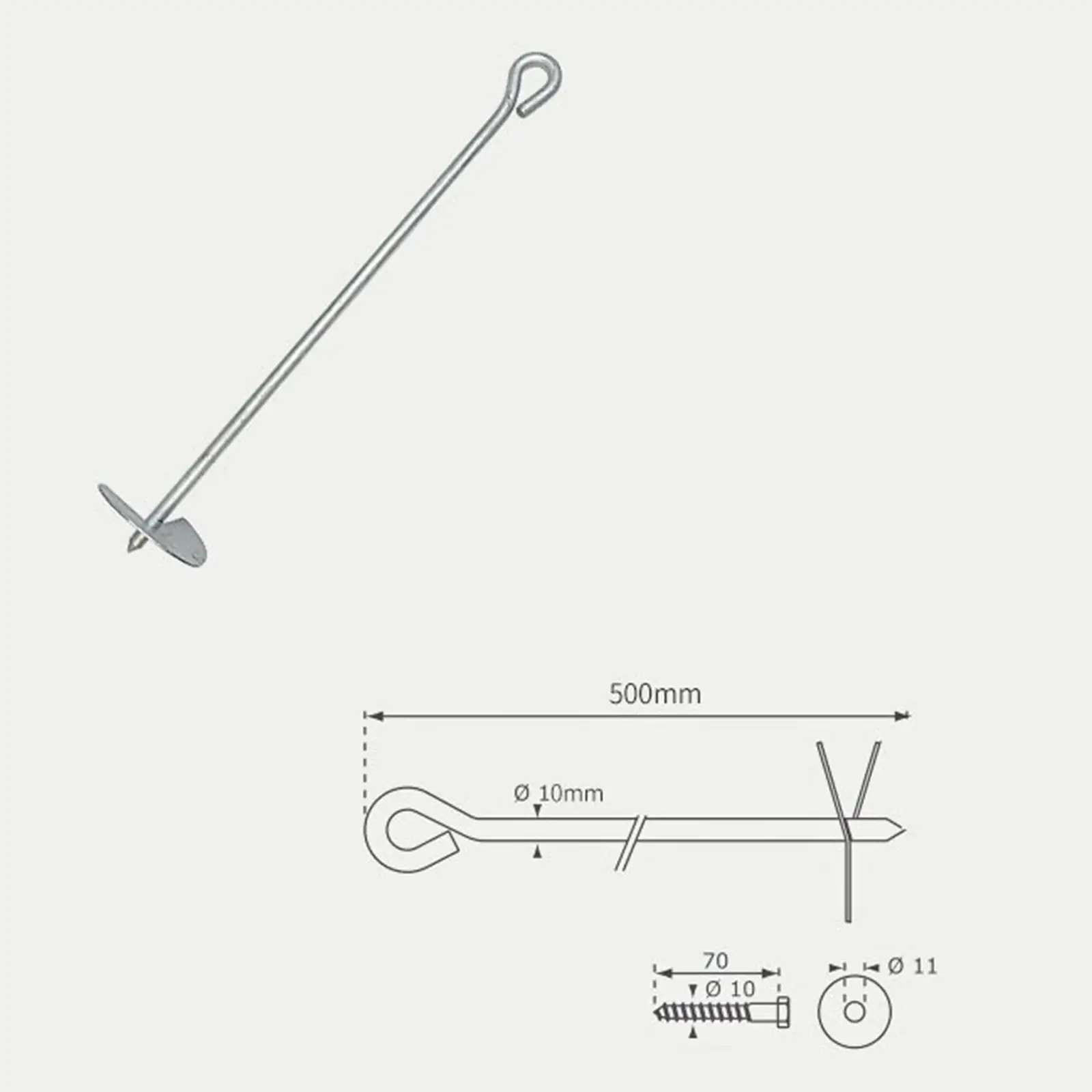 Ground Anchor Reusable Unbreakable Ground Pegs 19.7`` Earth Anchor for Shelter Fences Camping Tents Car Ports Swing Sets