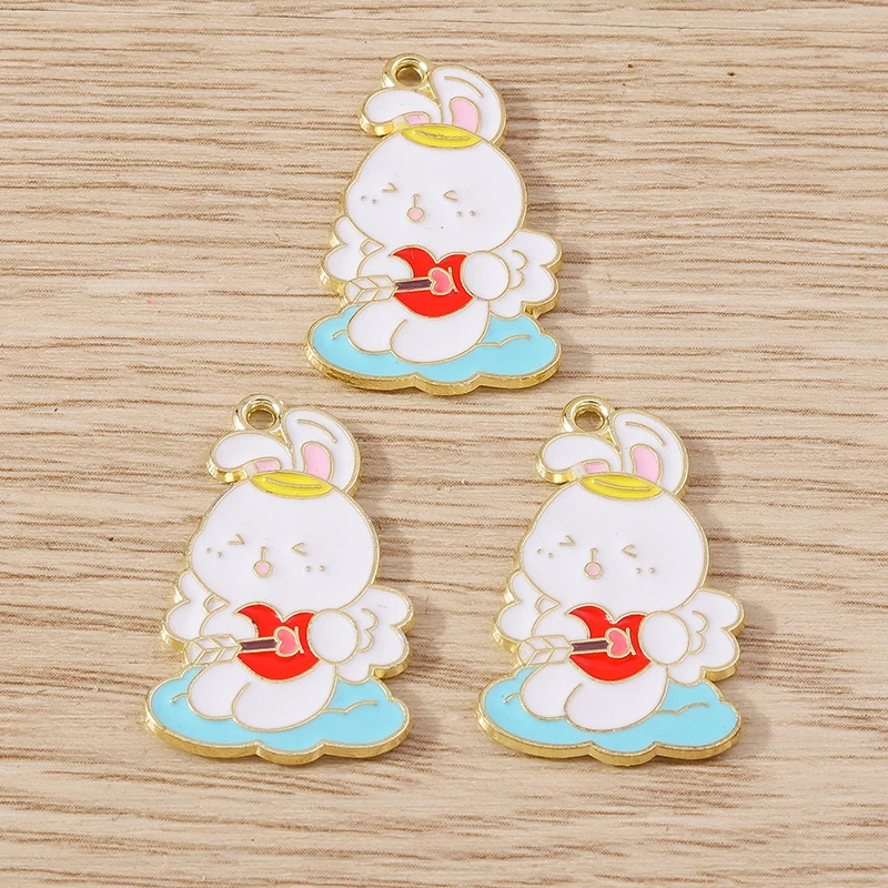 10 stücke mischen Cartoon Tier Charms Emaille Kaninchen Bär Charms Anhänger für Schmuck machen Ohrringe Halskette Armbänder DIY Handwerk Geschenk – Detail 9